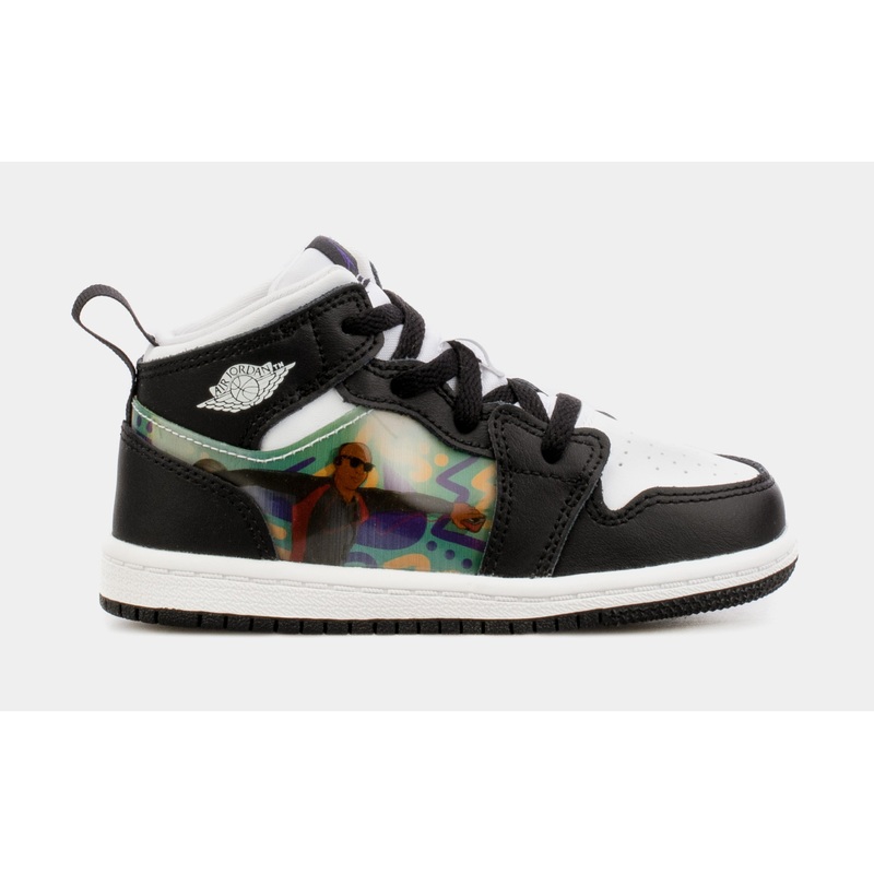 Air Jordan 1 Mid Hologram Infant Toddler Lifestyle Shoes (Black)