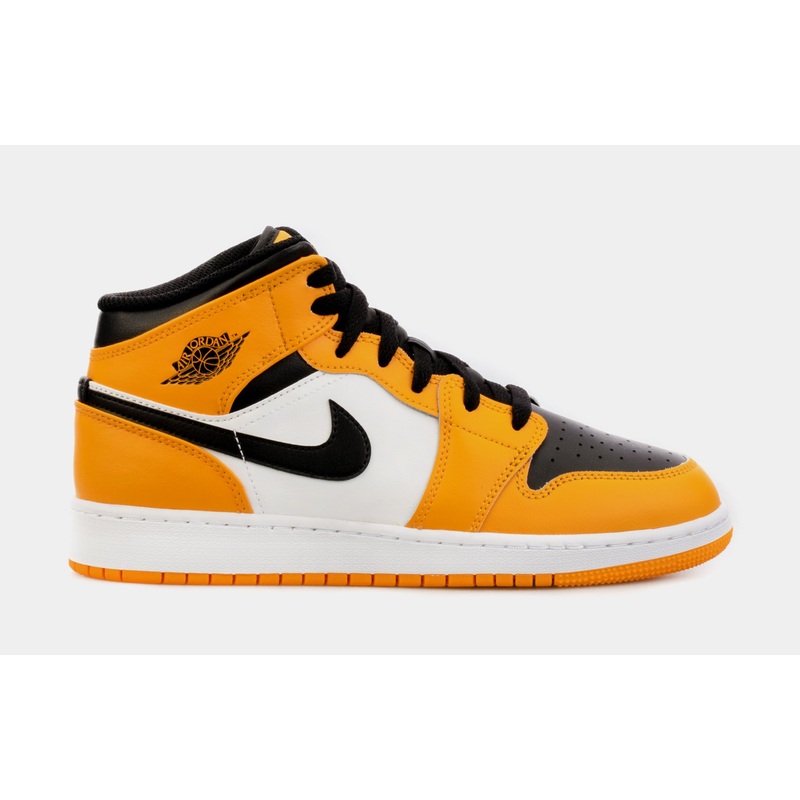Air Jordan 1 Mid Taxi Grade School Lifestyle Shoes (Yellow/Black)