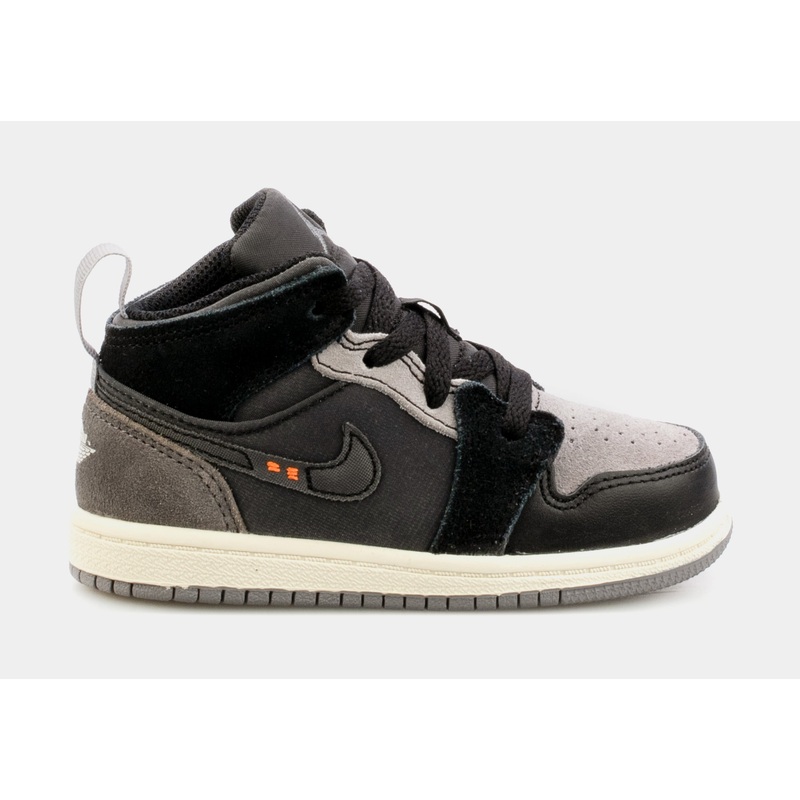 Air Jordan 1 Retro Mid Craft Inside Out Infant Toddler Lifestyle Shoes (Grey/Black)