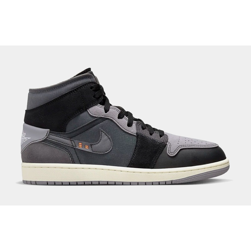 Air Jordan 1 Retro Mid Craft Inside Out Mens Lifestyle Shoes (Black/Grey)