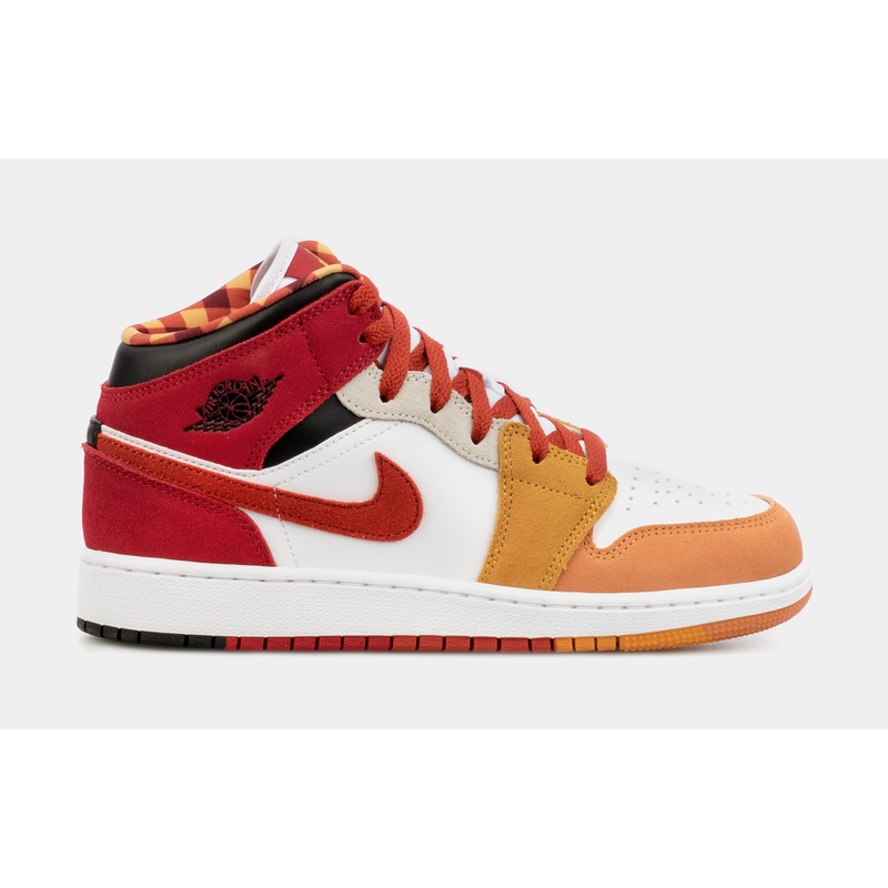 Air Jordan 1 Retro Mid SE Paprika Grade School Lifestyle Shoes (Red/Yellow)