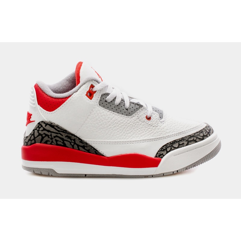 Air Jordan 3 Retro OG Fire Red Preschool Lifestyle Shoes (White/Red) Free Shipping