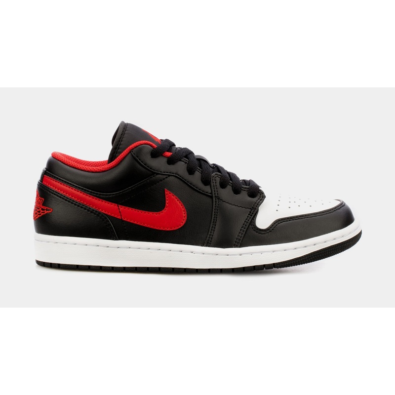 Air Jordan 1 Low White Toe Mens Lifestyle Shoes (Black/Red)
