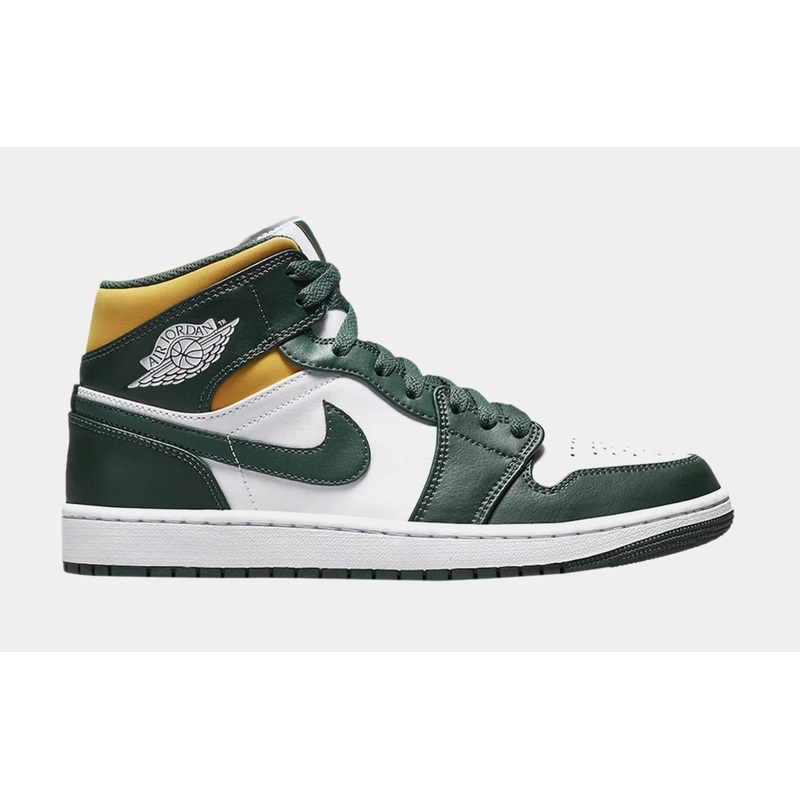 Air Jordan 1 Mid Green Yellow Mens Lifestyle Shoes (Green/Yellow) Free Shipping