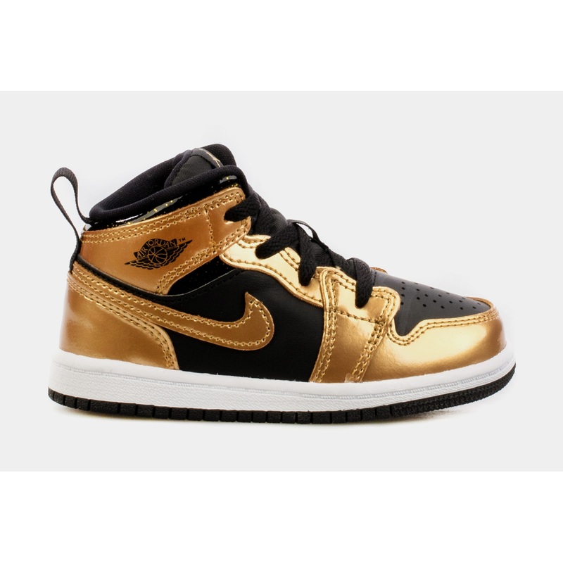 Air Jordan 1 Mid Infant Toddler Lifestyle Shoes (Black/Brown)