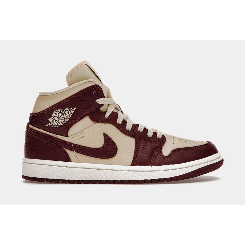 Air Jordan 1 Retro Mid Split Beach Cherrywood Womens Basketball Shoes (Red/Beige)