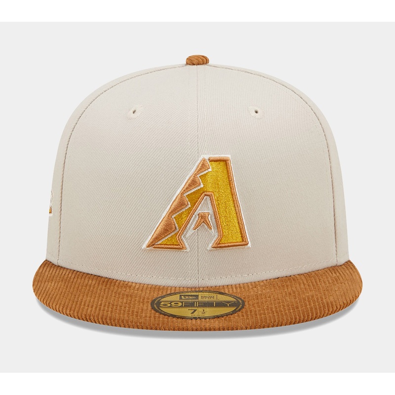Arizona Diamondbacks Corduroy Visor 59FIFTY Mens Fitted Hat (White/Brown)