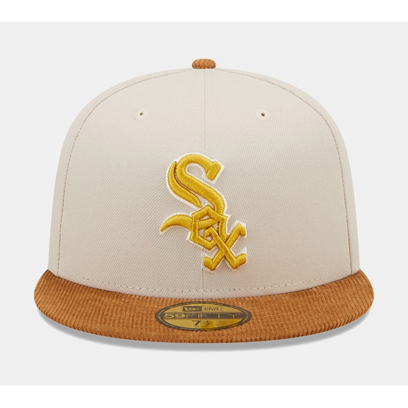 Chicago White Sox Corduroy Visor 59FIFTY Mens Fitted Hat (White/Brown)