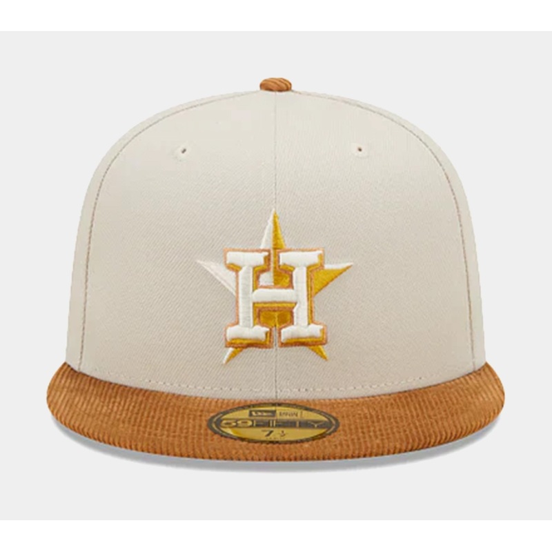 Houston Astros Corduroy Visor 59FIFTY Mens Fitted Hat (White/Brown)