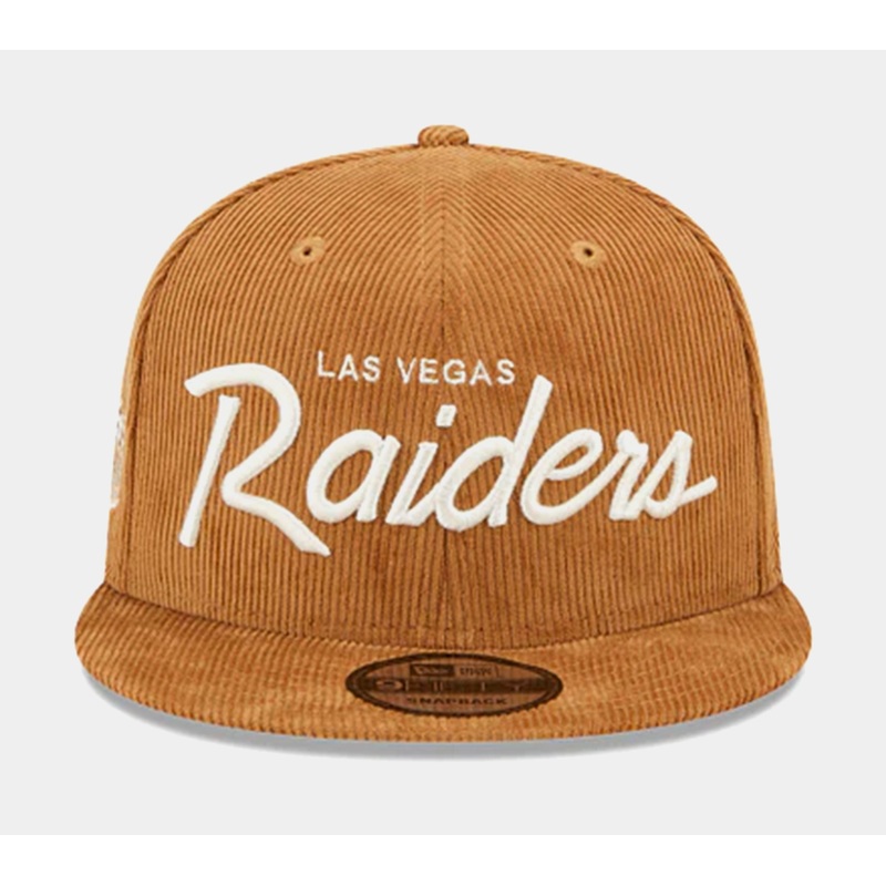 Las Vegas Raiders Corduroy Script 9FIFTY Mens Snapback Hat (Brown)