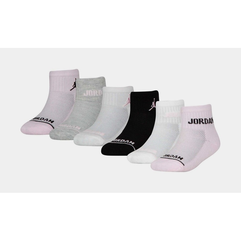 Legend Ankle 6 pack Grade School Socks (Pink/Grey)