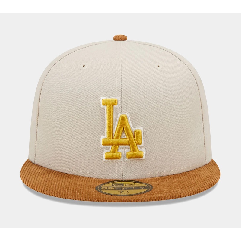 Los Angeles Dodgers Corduroy Visor 59FIFTY Mens Fitted Hat (White/Brown)