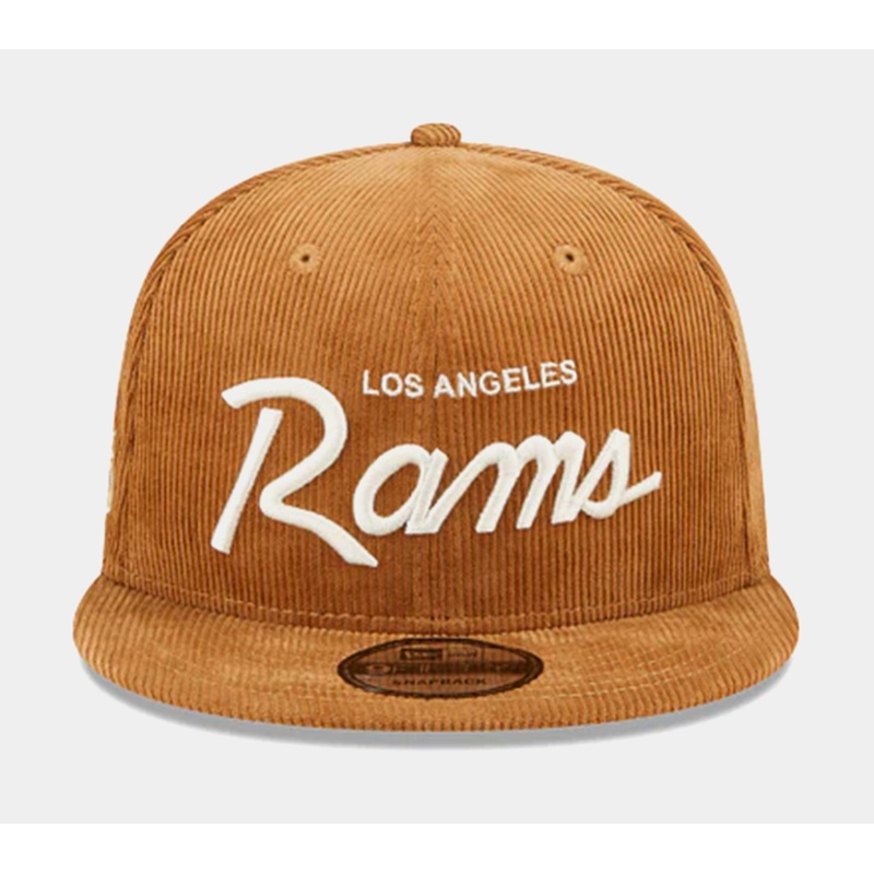 Los Angeles Rams Corduroy Script 9FIFTY Mens Snapback Hat (Brown)