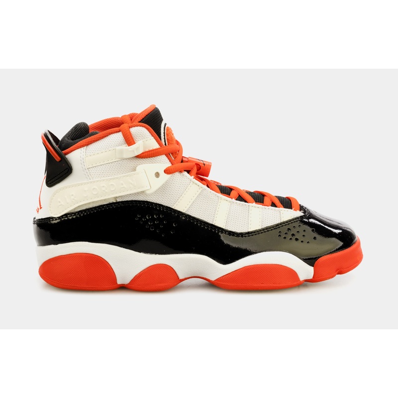 6 Rings Grade School Basketball Shoes (White/Orange)