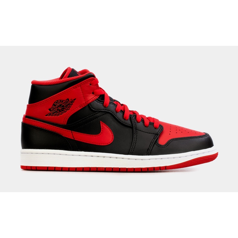 Air Jordan 1 Mid Alternate Bred Mens Lifestyle Shoes (Black/Red) Free Shipping