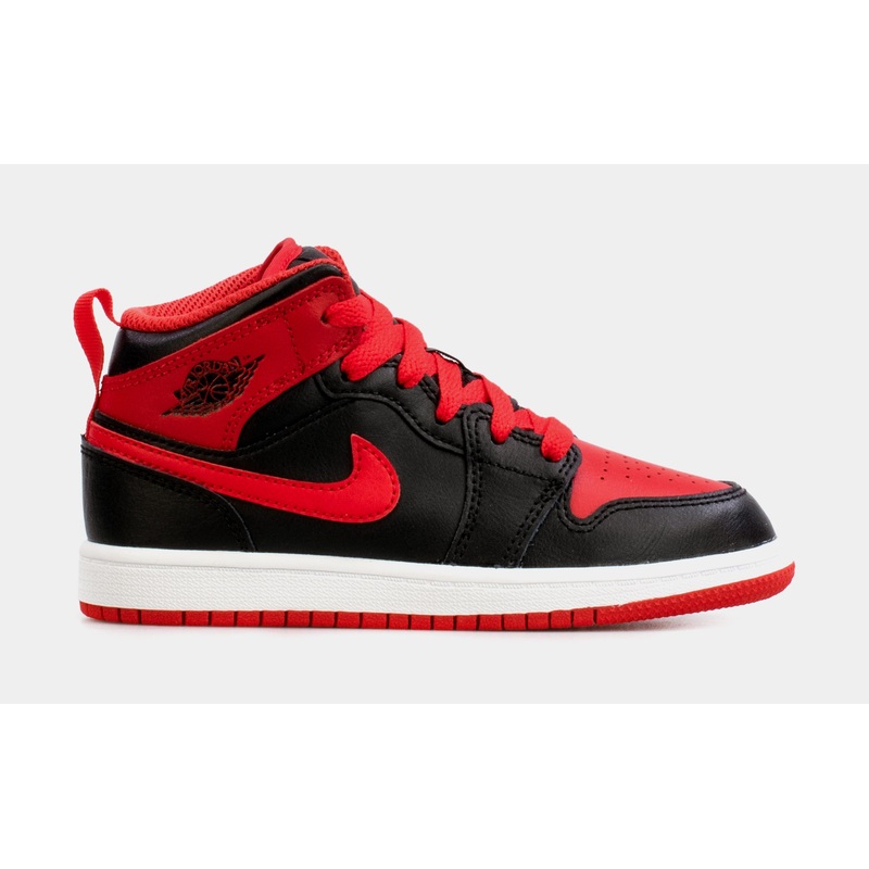 Air Jordan 1 Retro Mid Preschool Lifestyle Shoes (Black/Red)