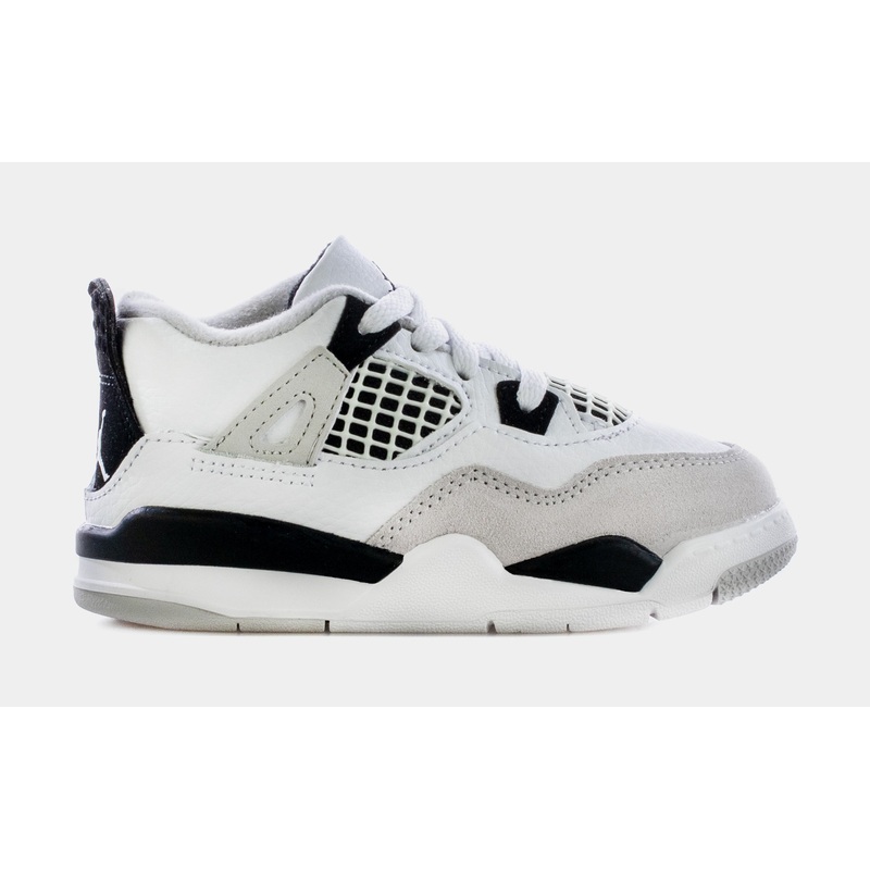 Air Jordan 4 Military Black Infant Toddler Lifestyle Shoes (Black/White)