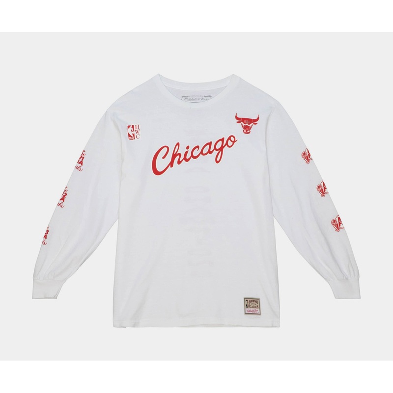 Chicago Bulls Cherry Bomb Mens Long Sleeve Shirt (White)