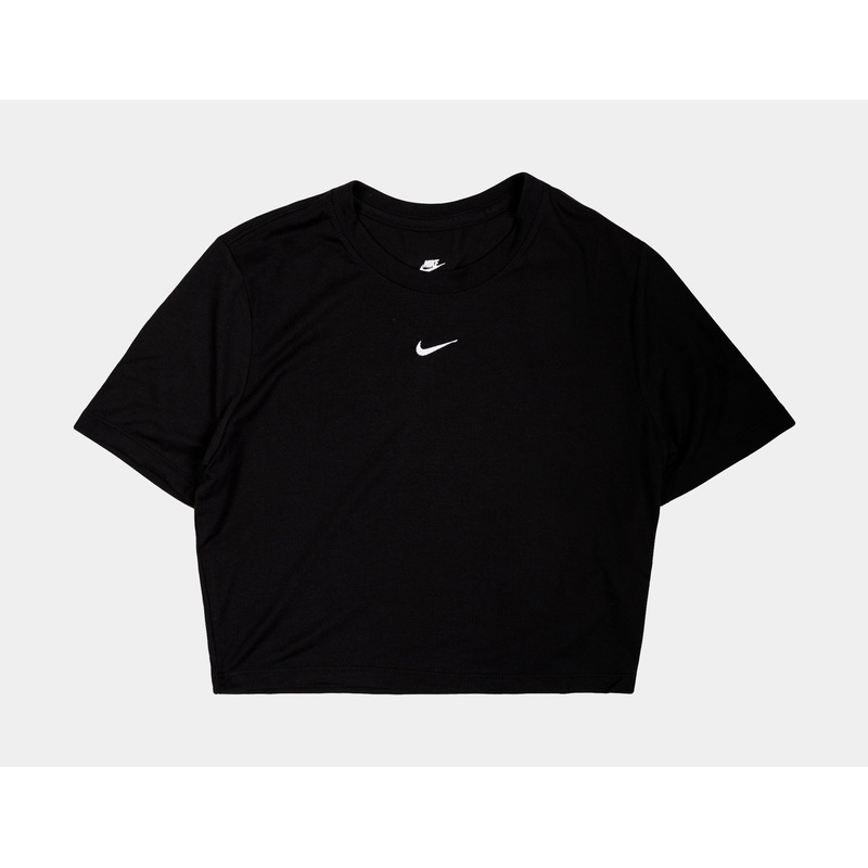 Essential Slim Crop Womens Short Sleeve Shirt (Black)