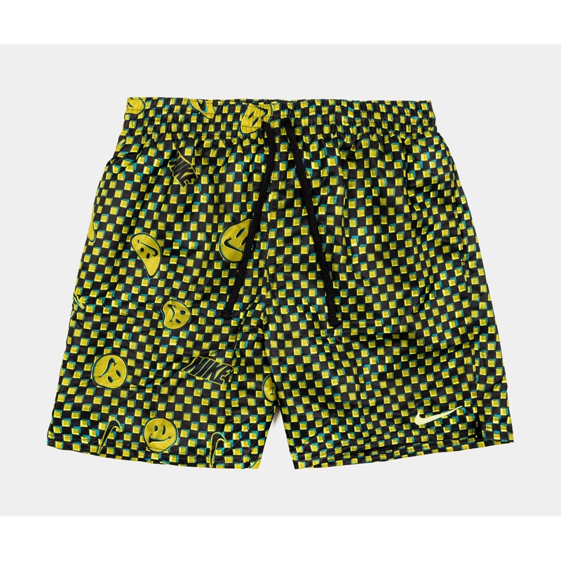 Smiles Check Lap 7″ Volley Mens Shorts (Black/Yellow)
