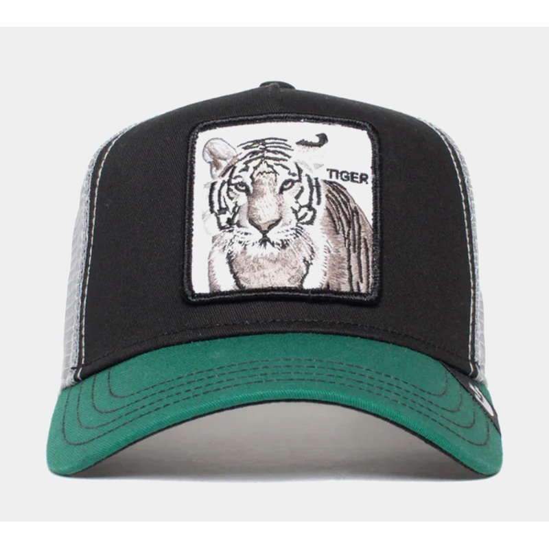 The White Tiger Trucker Mens Hat (Black/Green)