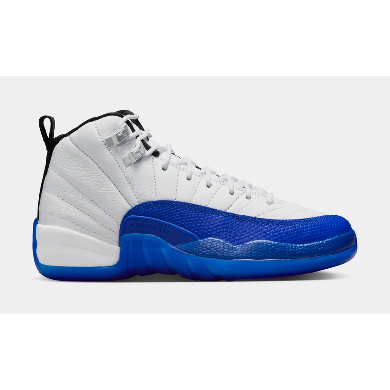 Air Jordan 12 Retro White and Game Royal Grade School Lifestyle Shoes (White/Black/Game Royal) Free Shipping