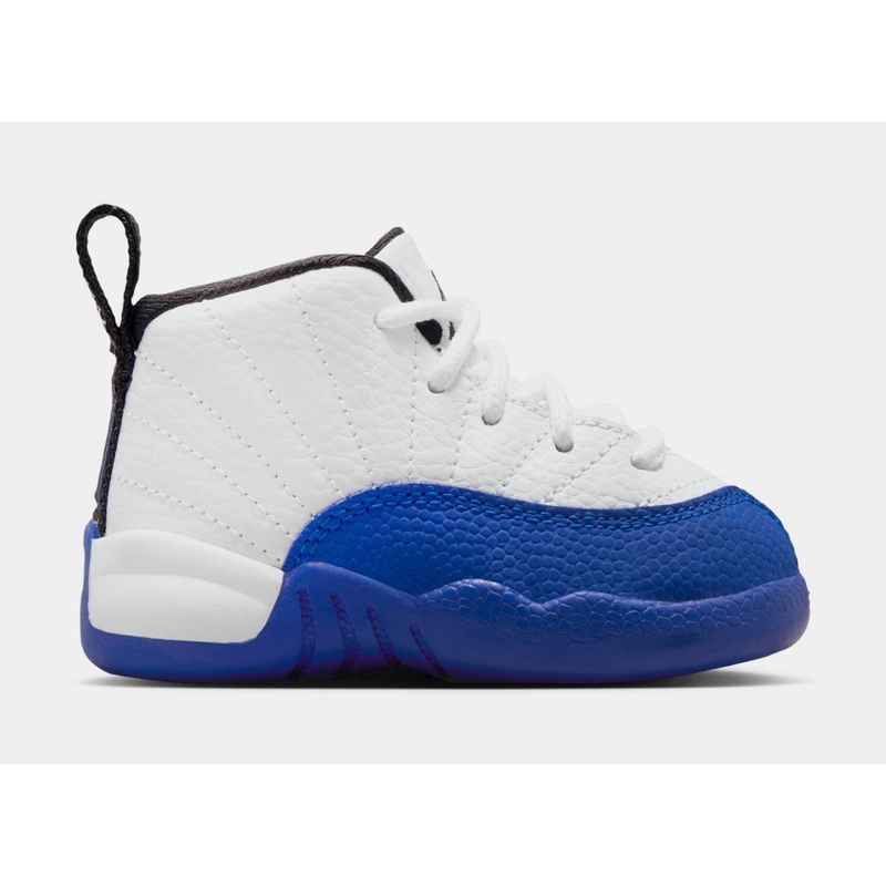 Air Jordan 12 Retro White and Game Royal Infant Toddler Lifestyle Shoes (White/Black/Game Royal) Free Shipping