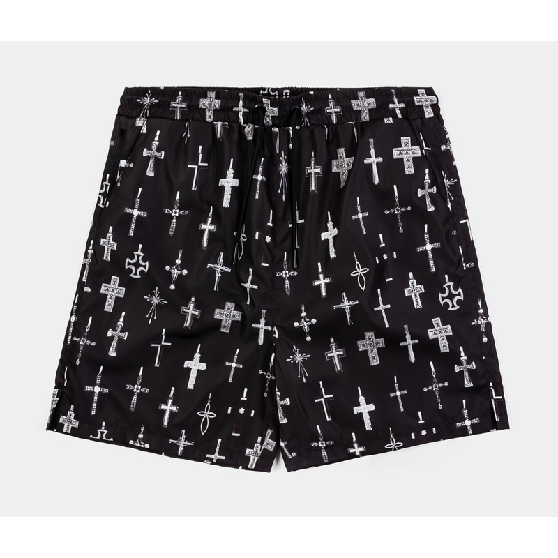 All Over Print Crosses Hybrid Mens Shorts (Black/Grey)