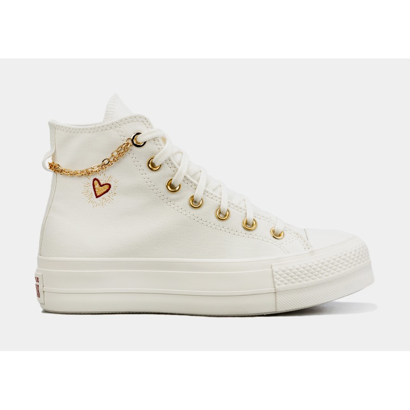 Chuck Taylor All Star Gold Chain High Top Womens Lifestyle Shoes (White)