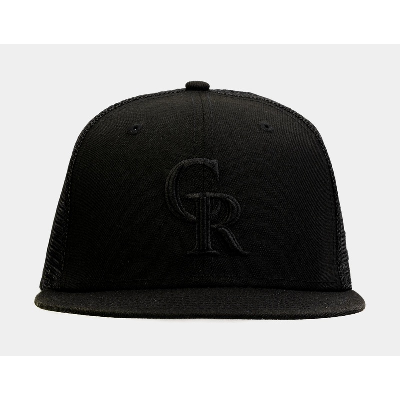 Colorado Rockies Blackout 9Fifty Trucker Mens Hat (Black)