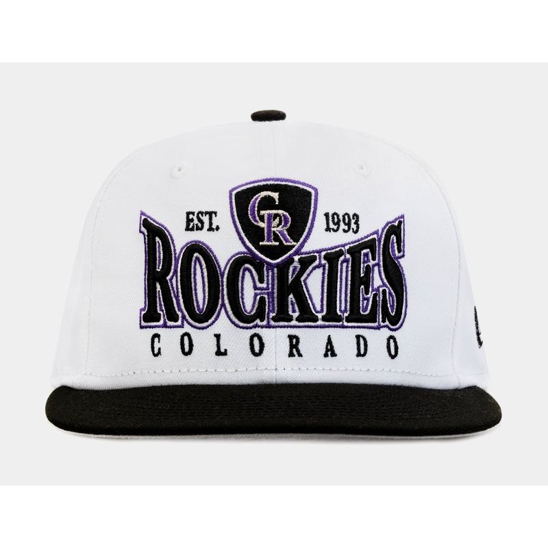 Colorado Rockies Crest 9FIFTY Mens Snapback Hat (White/Black)
