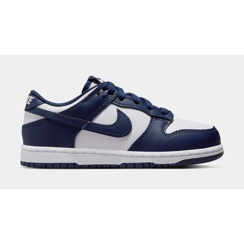 Dunk Low Preschool Lifestyle Shoes (White/Midnight Navy/White)