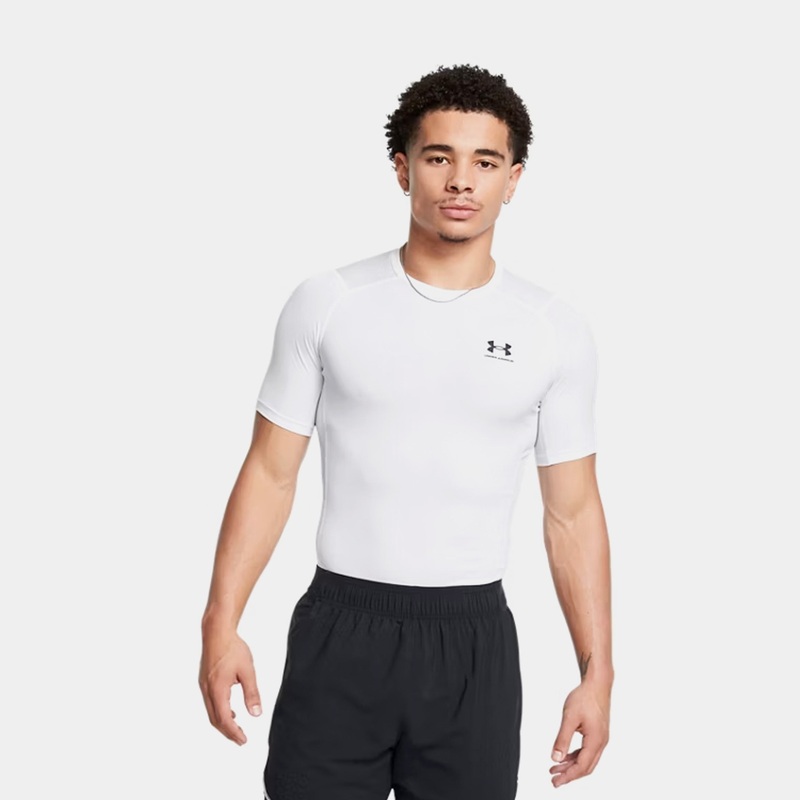 HeatGear Compression Mens Short Sleeve Shirt (White)