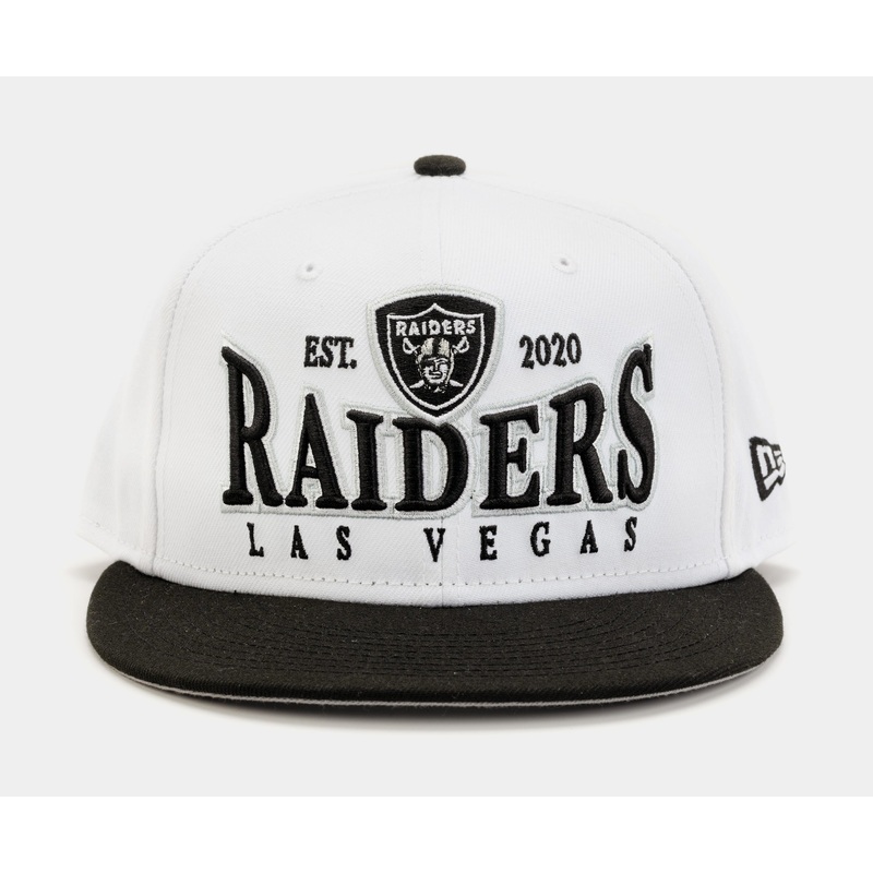 Las Vegas Raiders Crest 9FIFTY Mens Snapback Hat (White/Black)