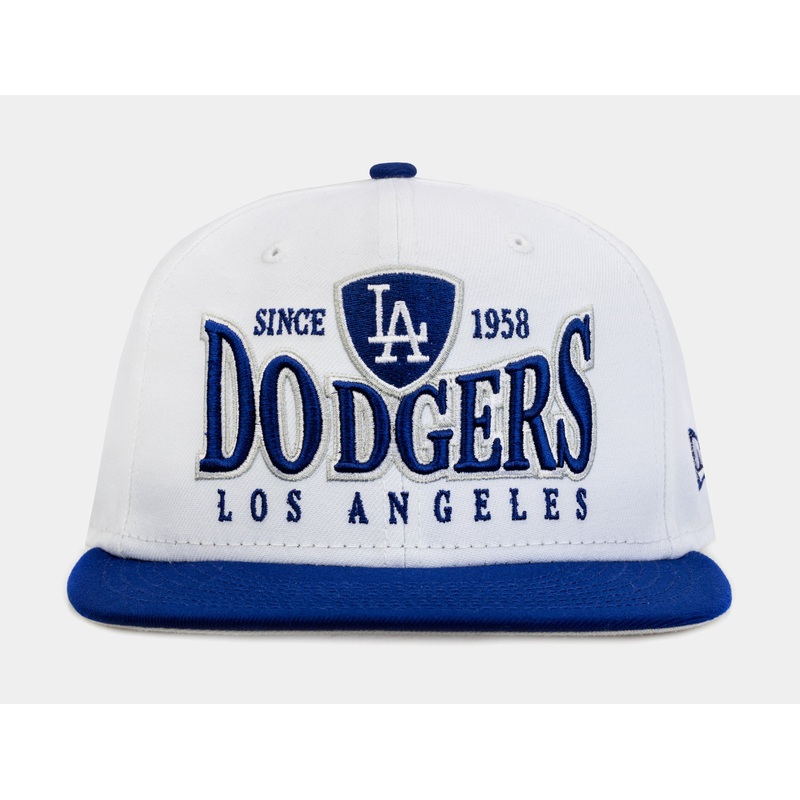 Los Angeles Dodgers Crest 9FIFTY Mens Snapback Hat (White/Blue)