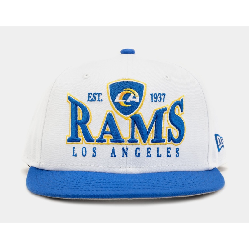 Los Angeles Rams Crest 9FIFTY Mens Snapback Hat (White/Blue)