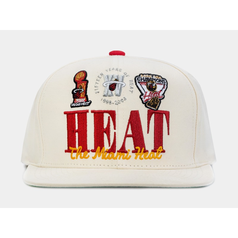 Miami Heat Retro Snapback Mens Hat (Beige)