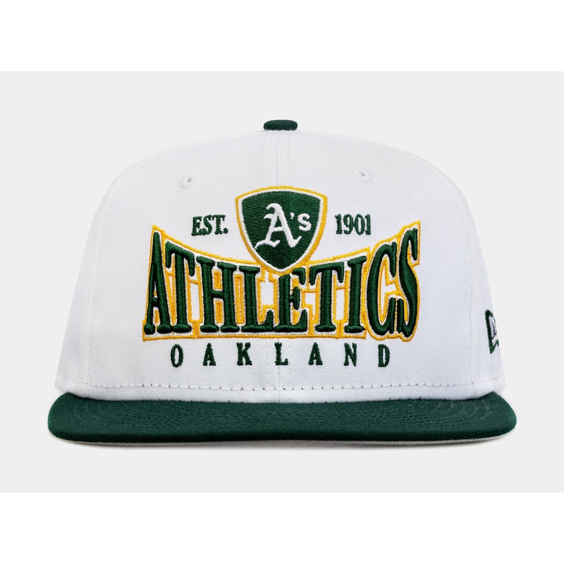 Oakland Athletics Crest 9FIFTY Mens Snapback Hat (White/Green)