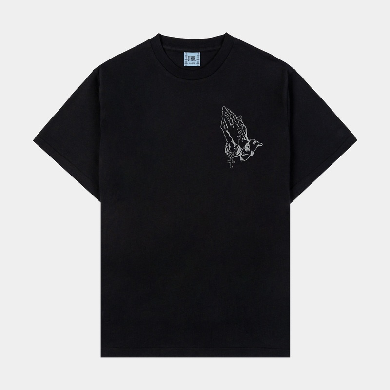 Rosary Washed Mens Short Sleeve Shirt (Black)