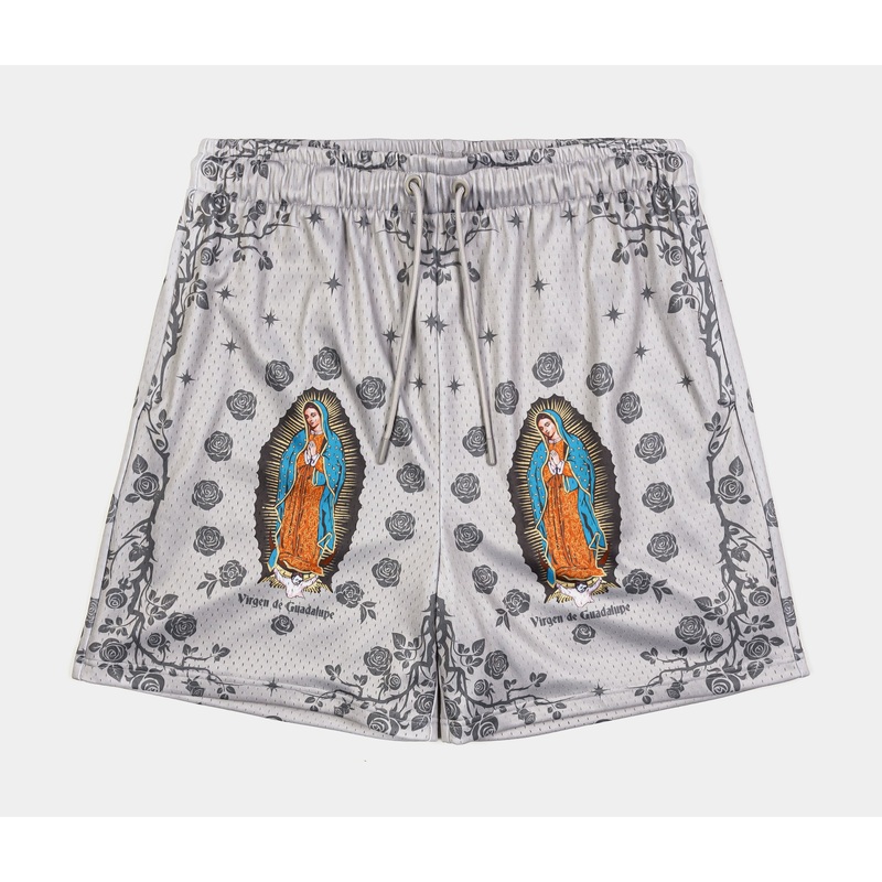Rose Guadalupe Mesh Mens Shorts (Beige/Black)