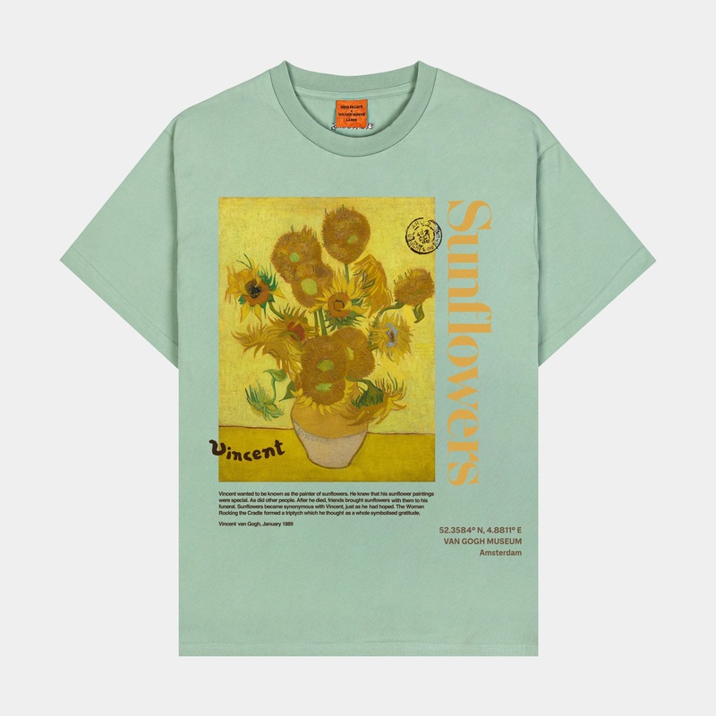 SP x Van Gogh Museum Sunflower Mens Short Sleeve Shirt (Sage/Yellow)