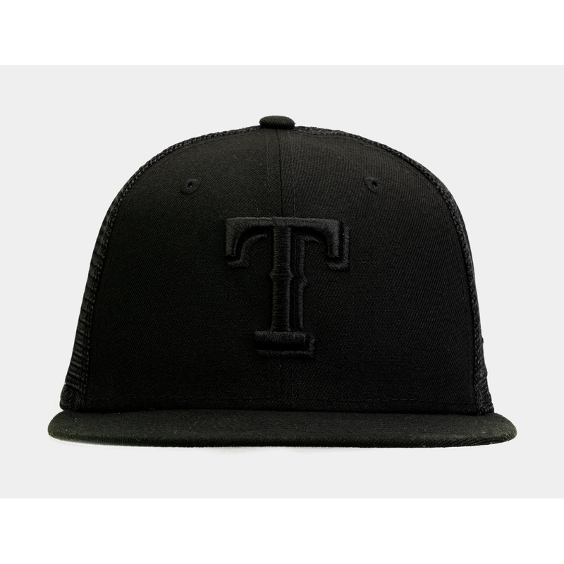 Texas Rangers Blackout 9Fifty Trucker Mens Hat (Black)