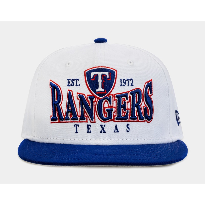 Texas Rangers Crest 9FIFTY Mens Snapback Hat (White/Blue)