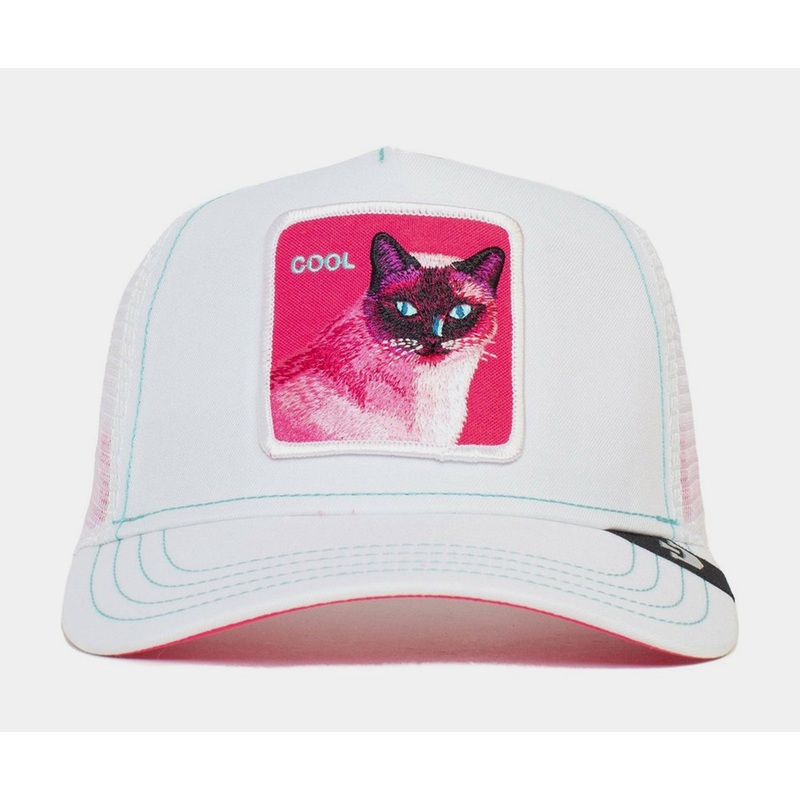 Kitty Trip Trucker Mens Hat (White/Pink)