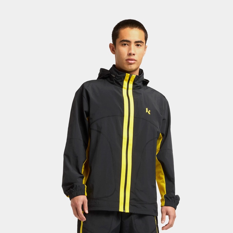 Klutch Crinkle Woven Zip Up Mens Jacket (Black/Yellow)
