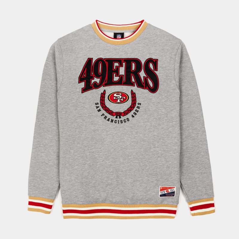 San Francisco 49ers Throwback Mens Crew (Grey/Red)