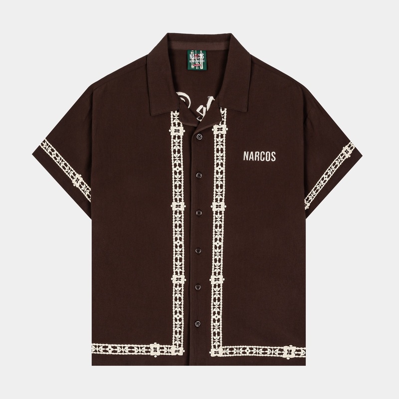 SP x Narcos Bandits Mens Short Sleeve Shirts (Brown/Beige)