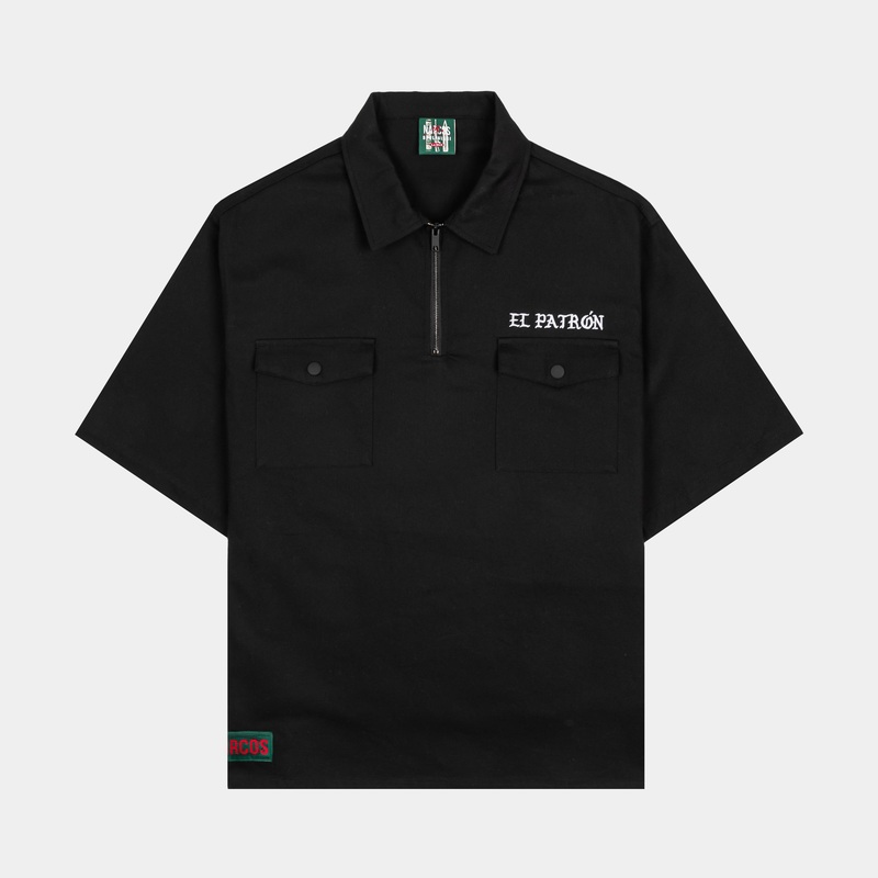 SP x Narcos El Patron Trucking Work Mens Short Sleeve Shirt (Black/White)