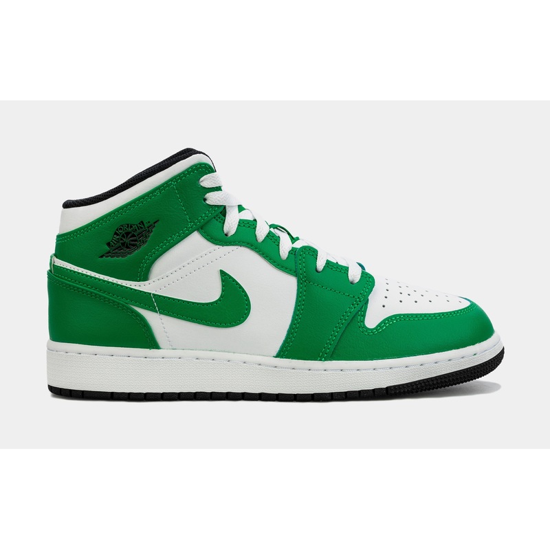Air Jordan 1 Mid Lucky Green Grade School Lifestyle Shoes (Green/White)
