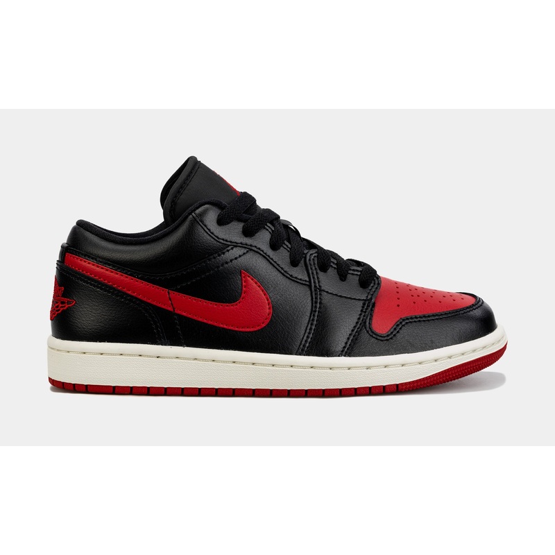 Air Jordan 1 Retro Low Bred Sail Womens Lifestyle Shoes (Black/Red)